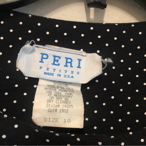 Women’s Vintage Peri Petite black and white polka dots dress.Made in USA - Picture 6 of 6